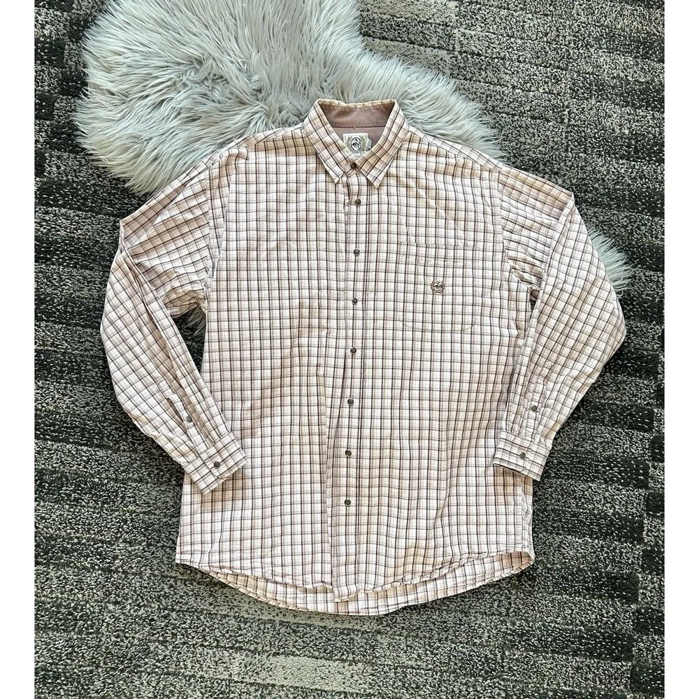 Cinch Western Wear Men's‎ Burgundy/Brown Button Up Dress Shirt Size Large Cowboy